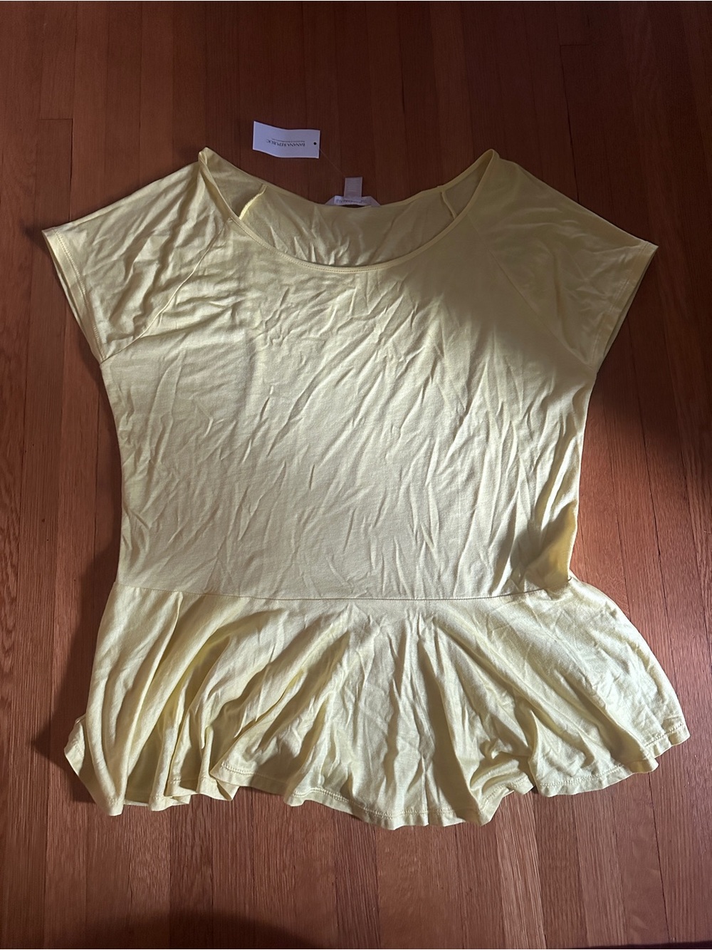 Banana Republic Moon Yellow 100% Rayon Peplum Top, Size XL, NWT